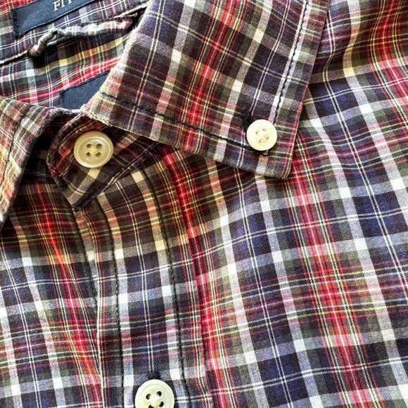 GAP Men’s Slim Fitted Button Up Shirt Size M Red White Blue 100% Cotton Vtg Y2k - Picture 3 of 12